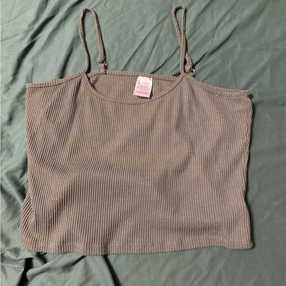 Women's Ribbed Tank Top - Olive Green